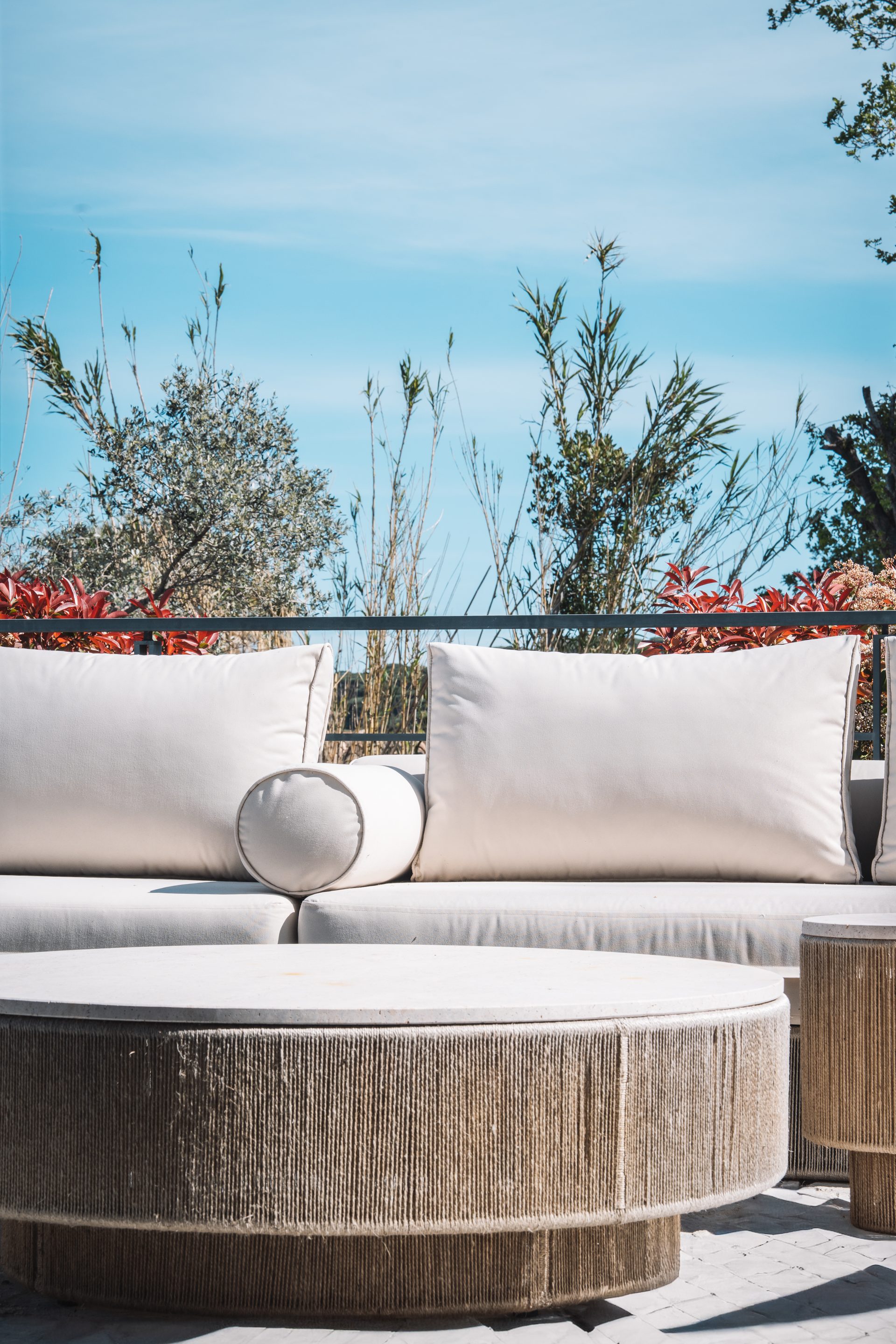 Villa Carpe Diem rooftop terrace — designer daybeds, panoramic view of the Provençal canopy